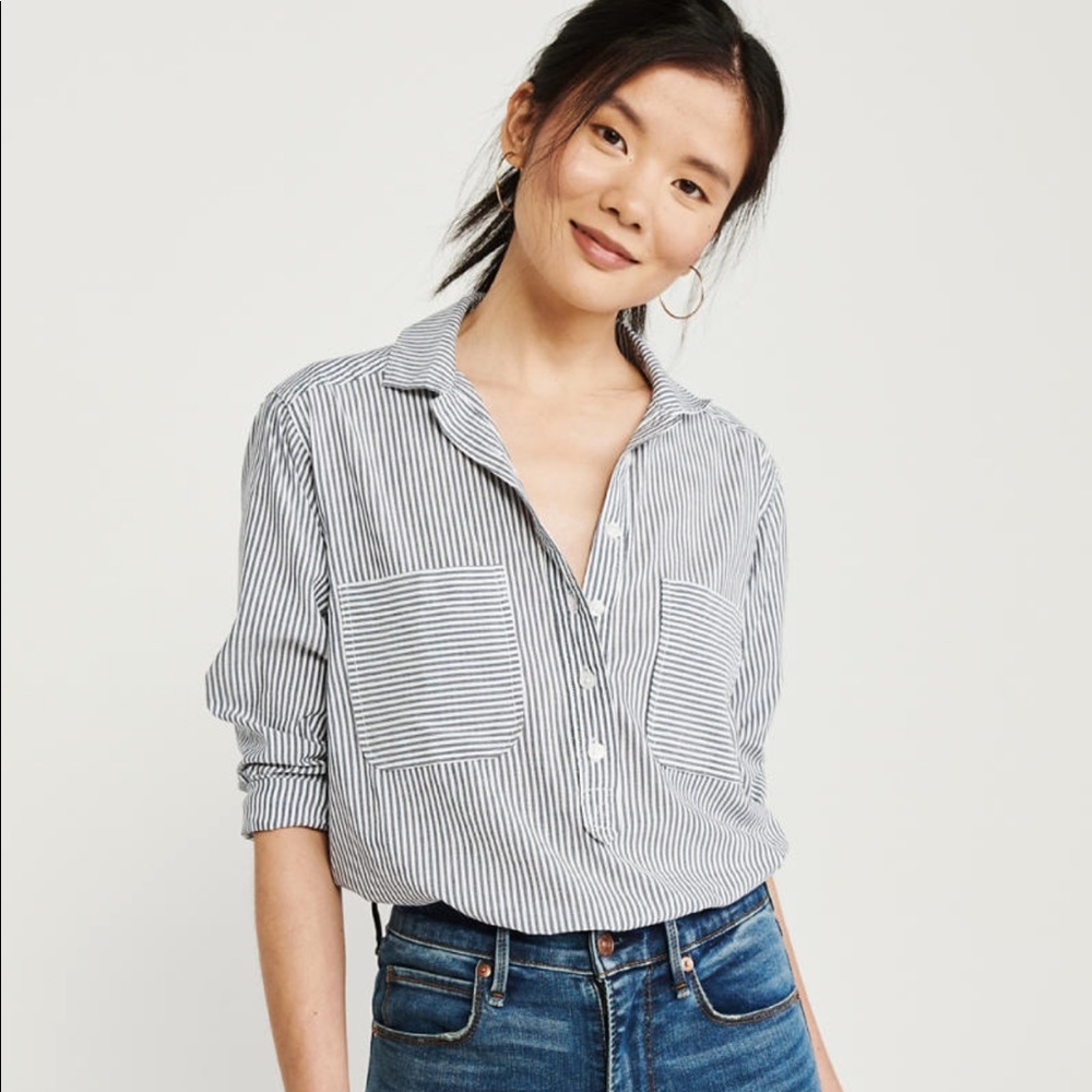 SOLD Abercrombie & Fitch Blue Stripe Popover Shirt